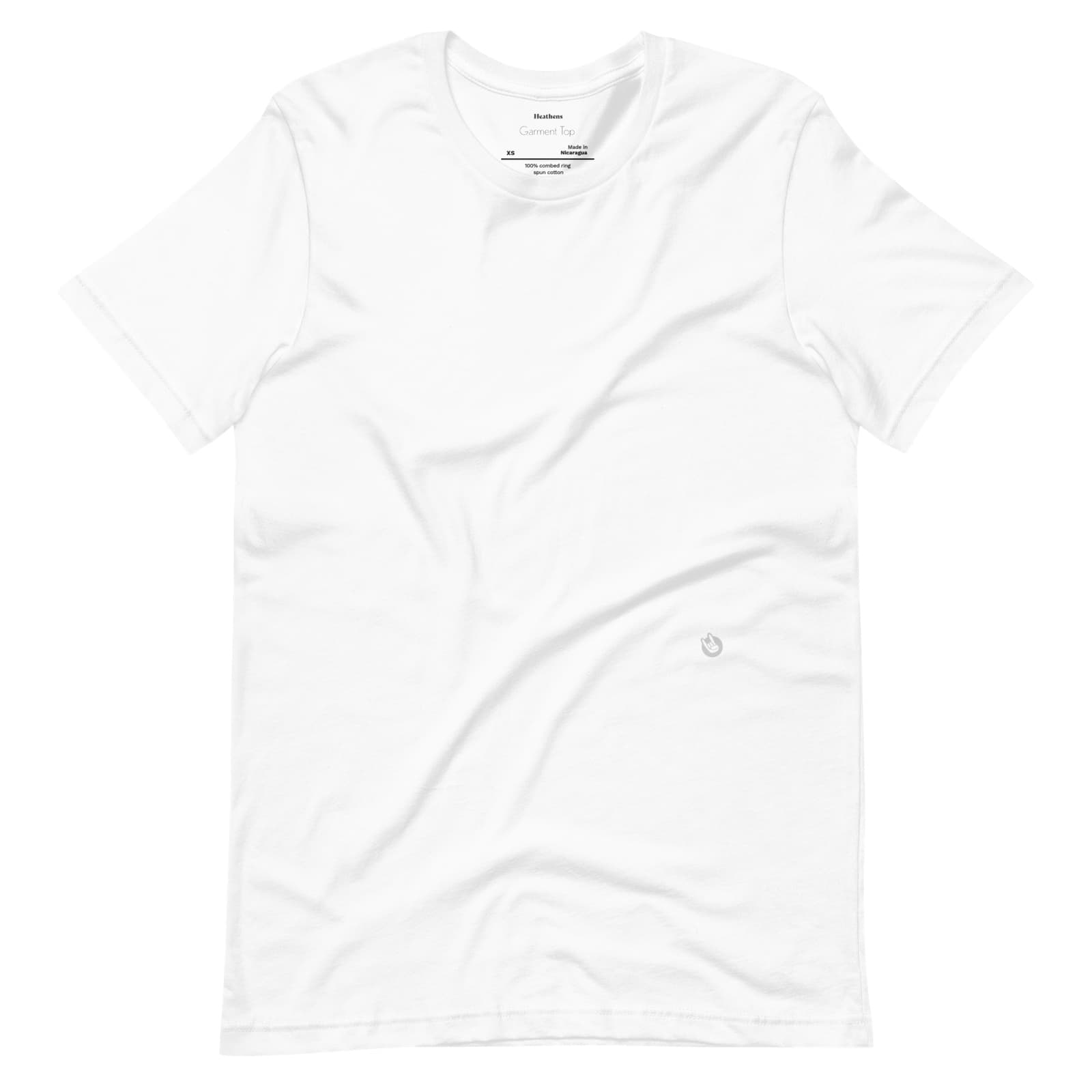 The white Basic Garment Top laid flat, with the small icon at the hem.