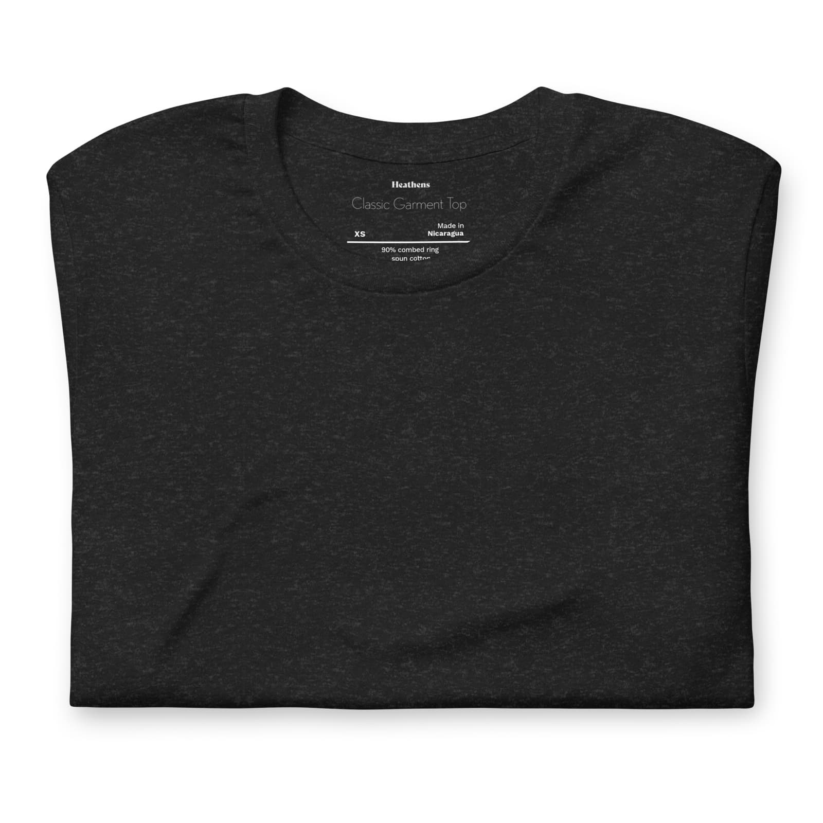 The Classic Garment Top folded, showing the printed Heathens neck label.