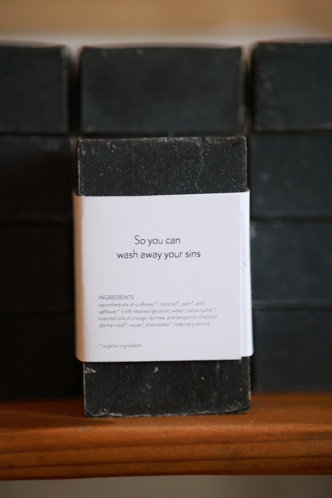Heathens soap bars in their wraps.